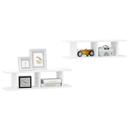 vidaXL Wall Shelf | Set of 2 | White | Engineered wood | 75x18x20 cm