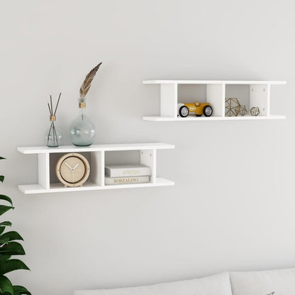 vidaXL Wall Shelf | Set of 2 | White | Engineered wood | 75x18x20 cm