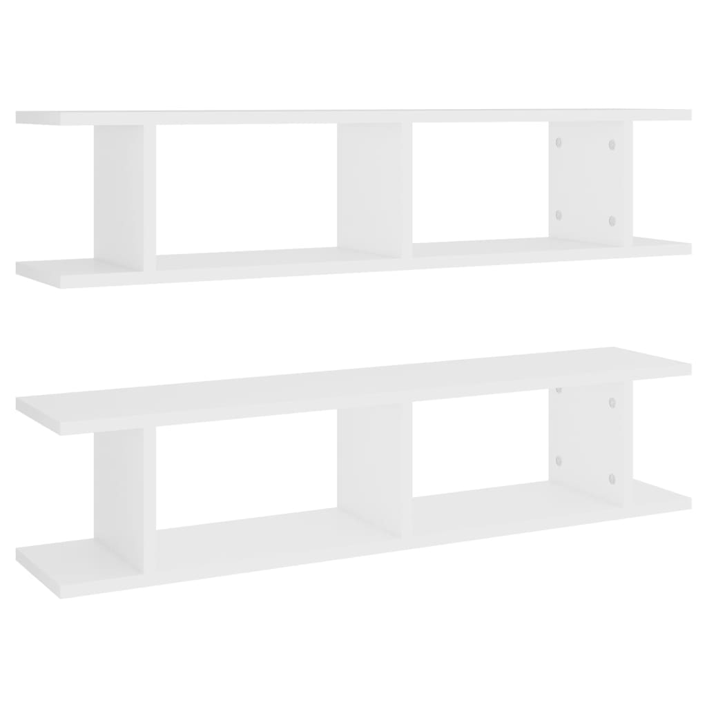 vidaXL Wall Shelf 2 pcs White 90x18x20 cm Engineered Wood