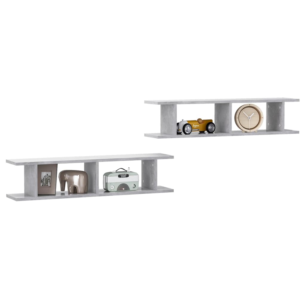 vidaXL Wall Shelf | Set of 2 | Concrete grey | Engineered wood | Medium