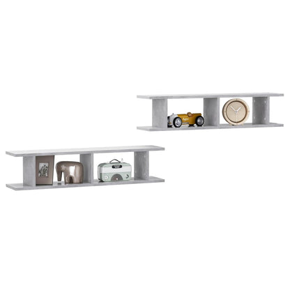 vidaXL Wall Shelf | Set of 2 | Concrete grey | Engineered wood | Medium