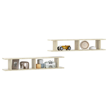 vidaXL Wall Shelf | Set of 2 | Sonoma oak | Engineered wood | Medium