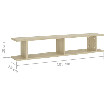 vidaXL Wall Shelf | Set of 2 | Sonoma oak | Engineered wood | Medium