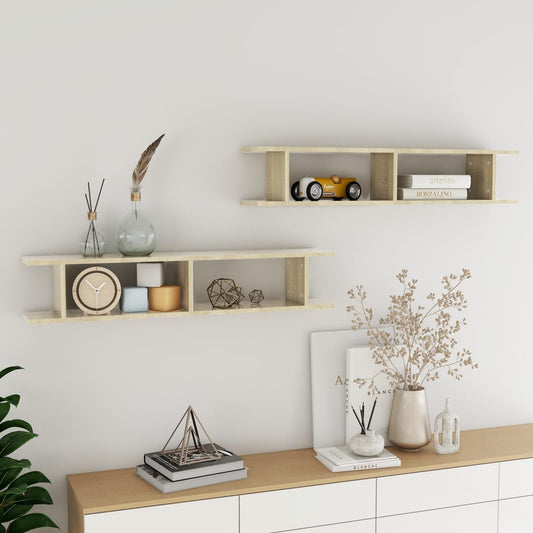 vidaXL Wall Shelf | Set of 2 | Sonoma oak | Engineered wood | Medium