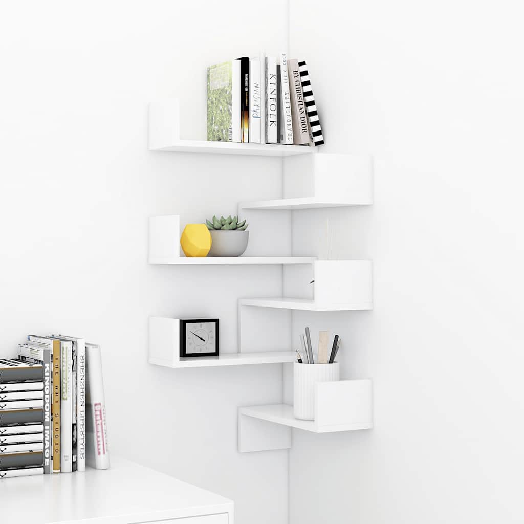 807224 vidaXL Wall Corner Shelves 2 pcs White 40x40x50 cm Engineered Wood