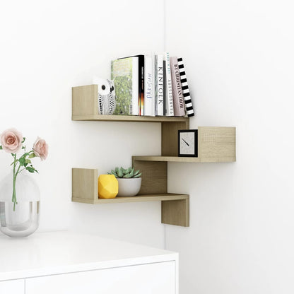 vidaXL Wall shelves Corner Mount, Wall-Mounted Sonoma Oak