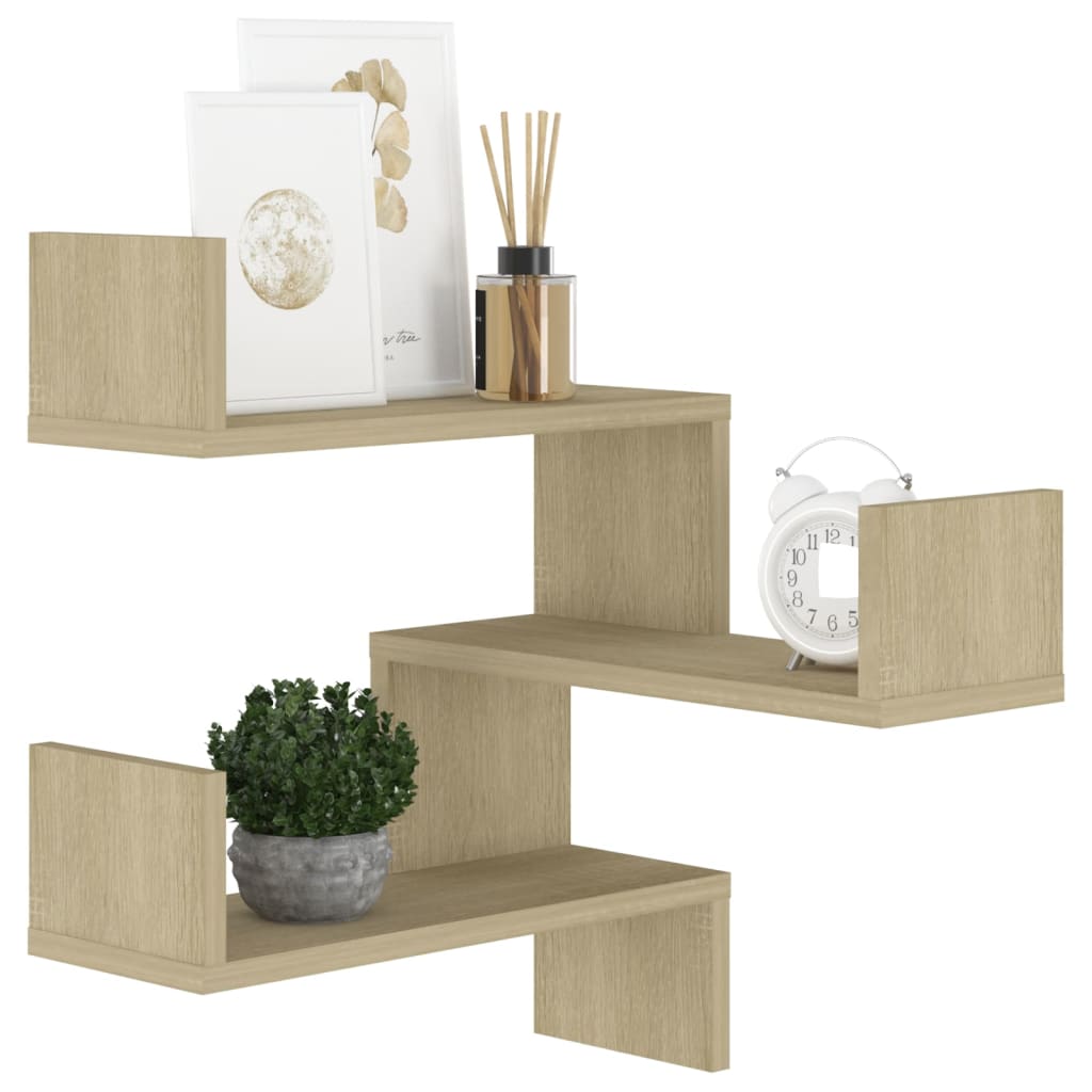 vidaXL Wall shelves Corner Mount, Wall-Mounted Sonoma Oak