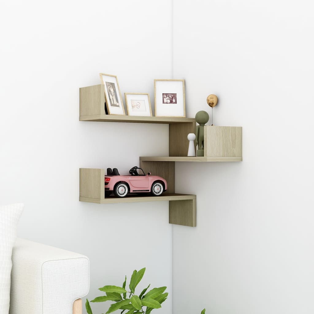 vidaXL Wall shelves Corner Mount, Wall-Mounted Sonoma Oak