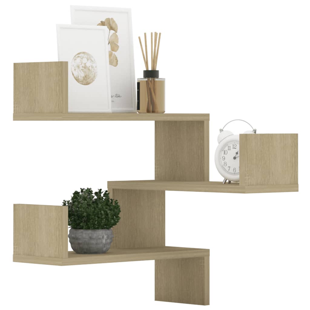 807230 vidaXL Wall Corner Shelves 2 pcs Sonoma Oak 40x40x50 cm Engineered Wood