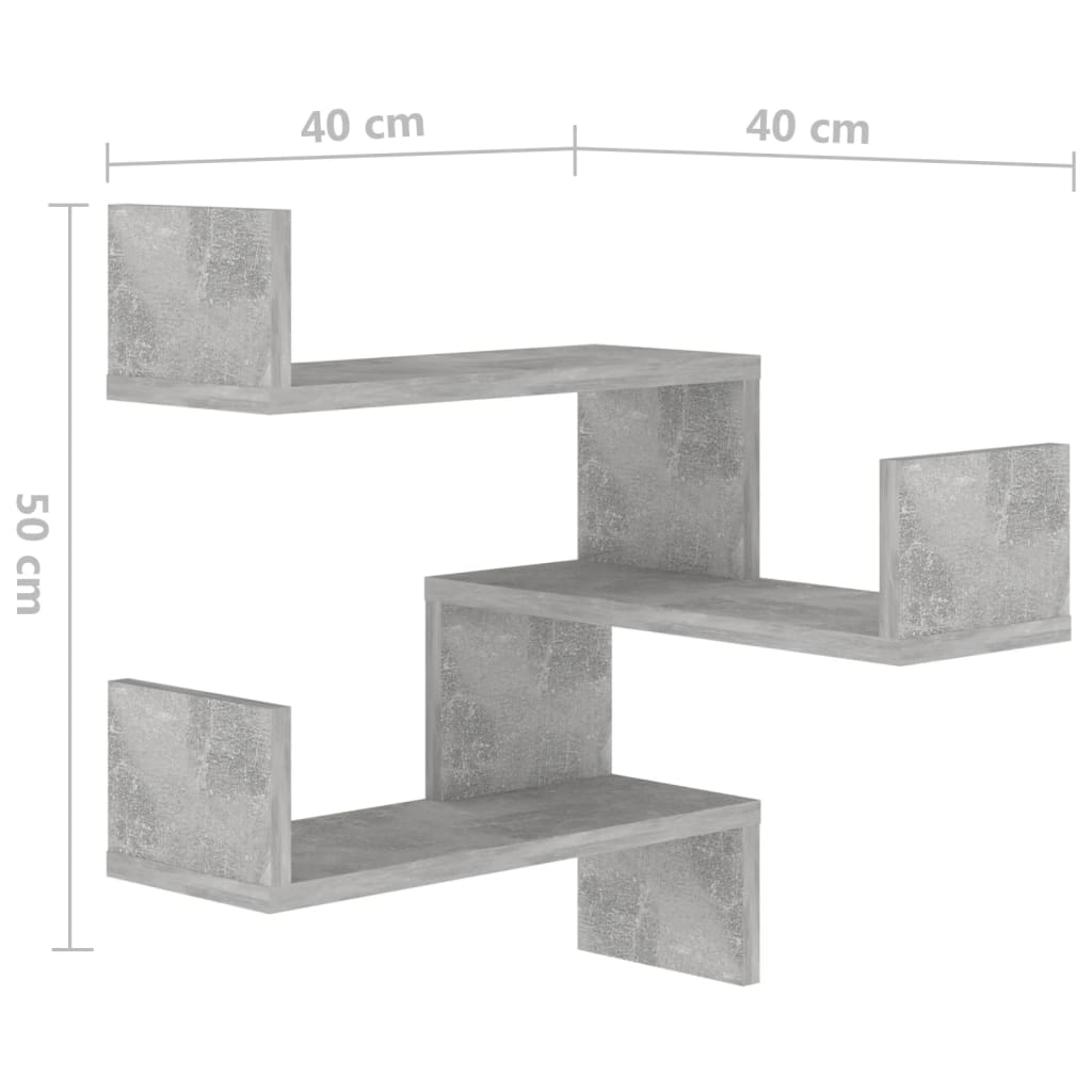 vidaXL Wall Corner Shelf Concrete Grey 40x40x50 cm Engineered Wood