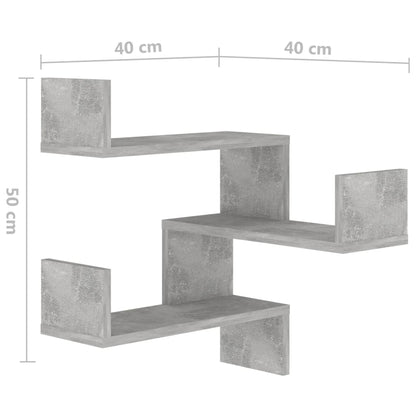 vidaXL Wall Corner Shelf Concrete Grey 40x40x50 cm Engineered Wood