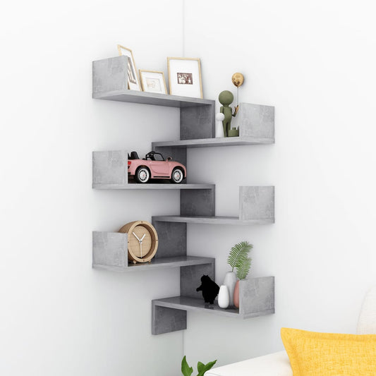 vidaXL Wall Corner Shelves 2 pcs Concrete Grey 40x40x50 cm
