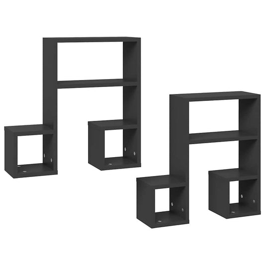 807243 vidaXL Wall Shelves 2 pcs Grey 50x15x50 cm Engineered Wood