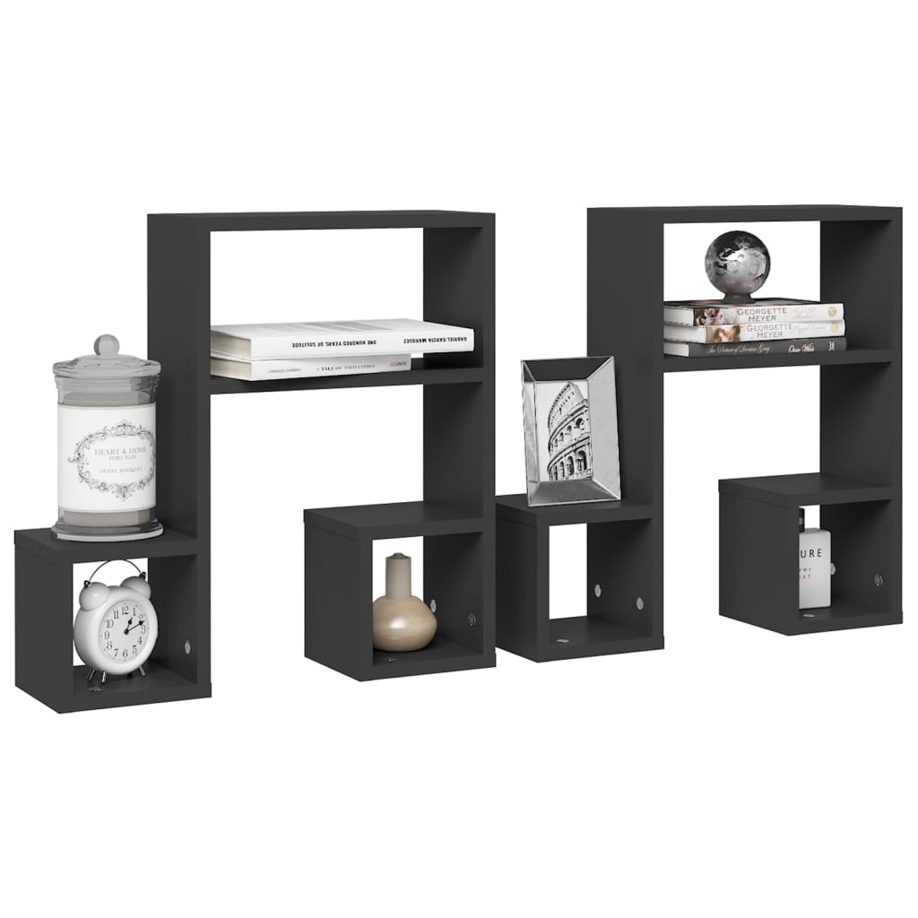 vidaXL Wall Shelf 2 pcs Grey 50x15x50 cm Engineered Wood