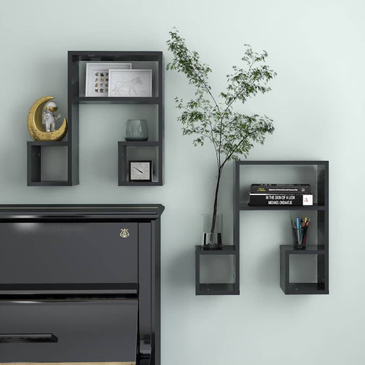 807243 vidaXL Wall Shelves 2 pcs Grey 50x15x50 cm Engineered Wood