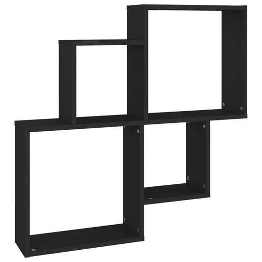 vidaXL Wall Cube Shelf | Black | Engineered wood | Medium | Wall mounting