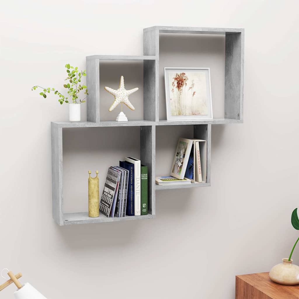 807263 vidaXL Wall Cube Shelf Concrete Grey 80x15x78,5 cm Engineered Wood