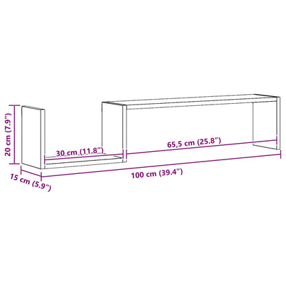 vidaXL Wall Shelf 2 pcs Concrete Grey 100x15x20 cm Engineered Wood