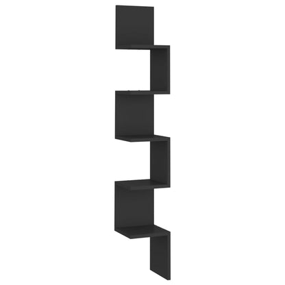 vidaXL Wall Corner Shelf | Black | Engineered wood | 20 x 20 x 127.5 cm