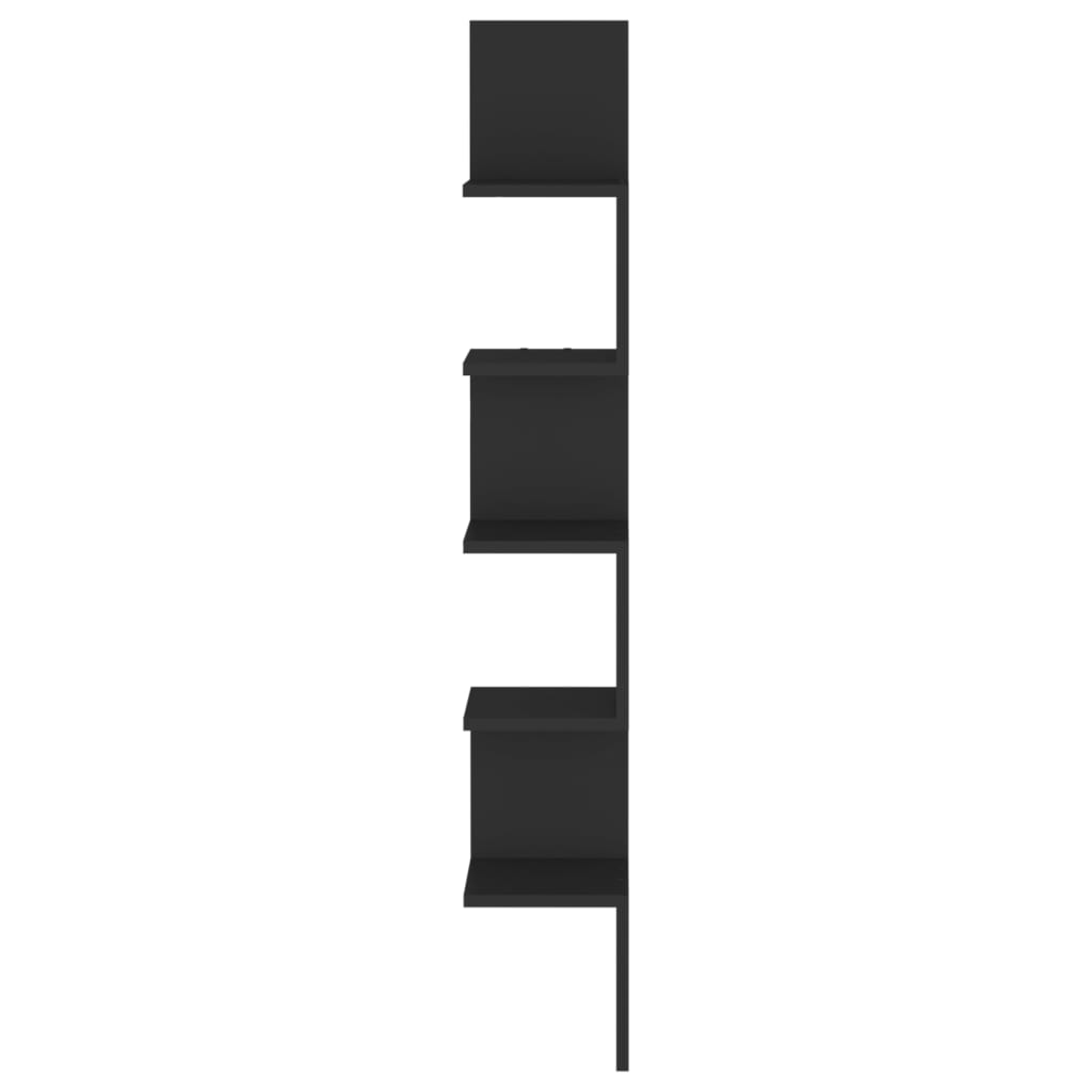 vidaXL Wall Corner Shelf | Black | Engineered wood | 20 x 20 x 127.5 cm