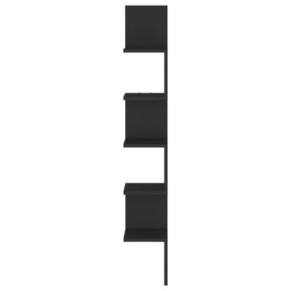 vidaXL Wall Corner Shelf | Black | Engineered wood | 20 x 20 x 127.5 cm