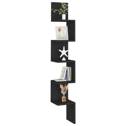 vidaXL Wall Corner Shelf | Black | Engineered wood | 20 x 20 x 127.5 cm