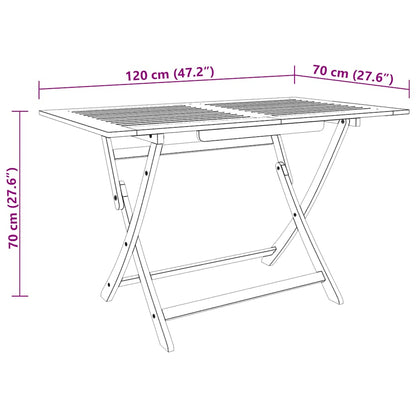 vidaXL Folding Garden Table 120x70x75 cm Solid Eucalyptus Wood