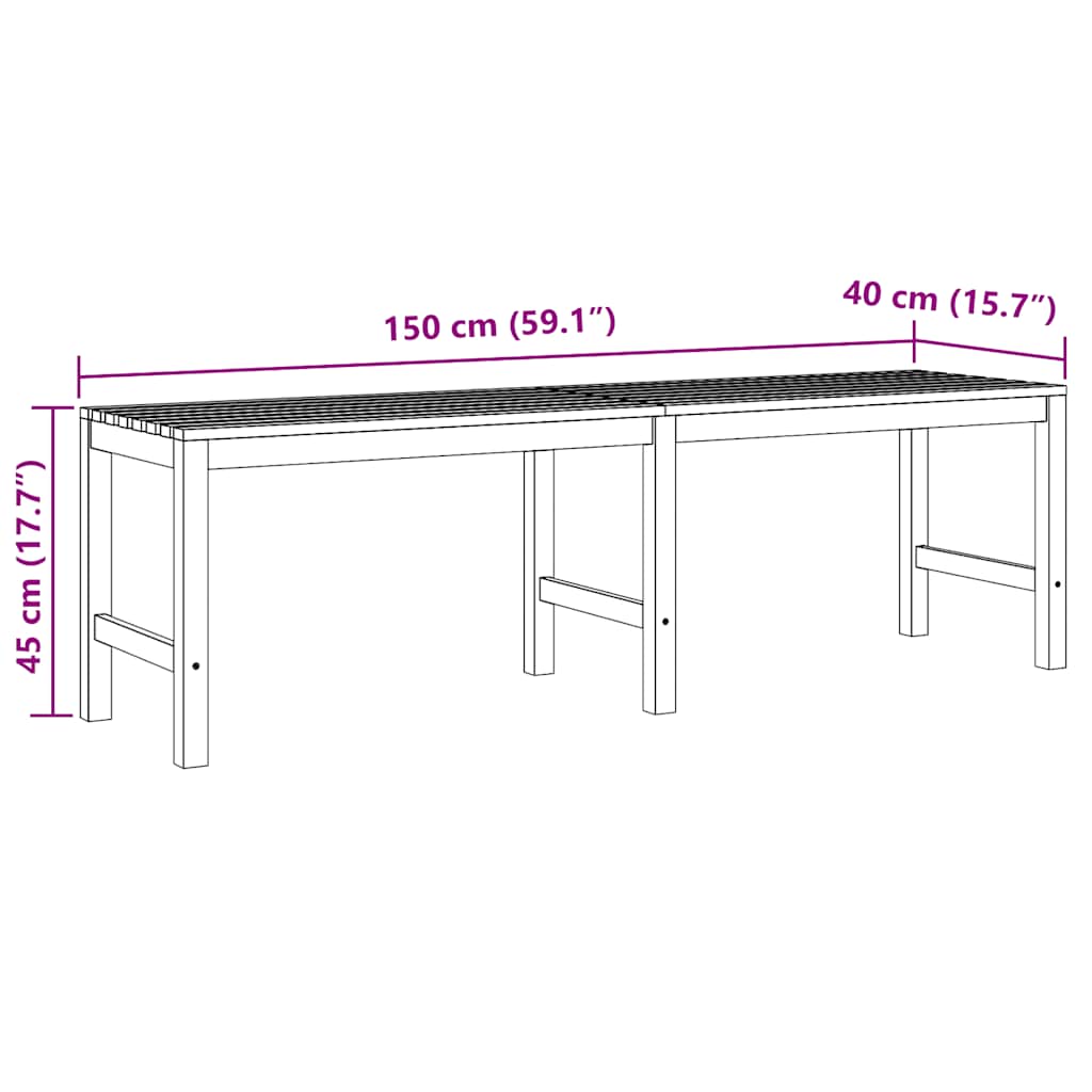 vidaXL Bench | Teak | Solid Teak Wood | 150 cm long |  Durable  | Garden Bench