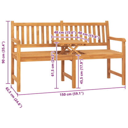 vidaXL Bench | Teak | Solid Teak Wood | 3-seater