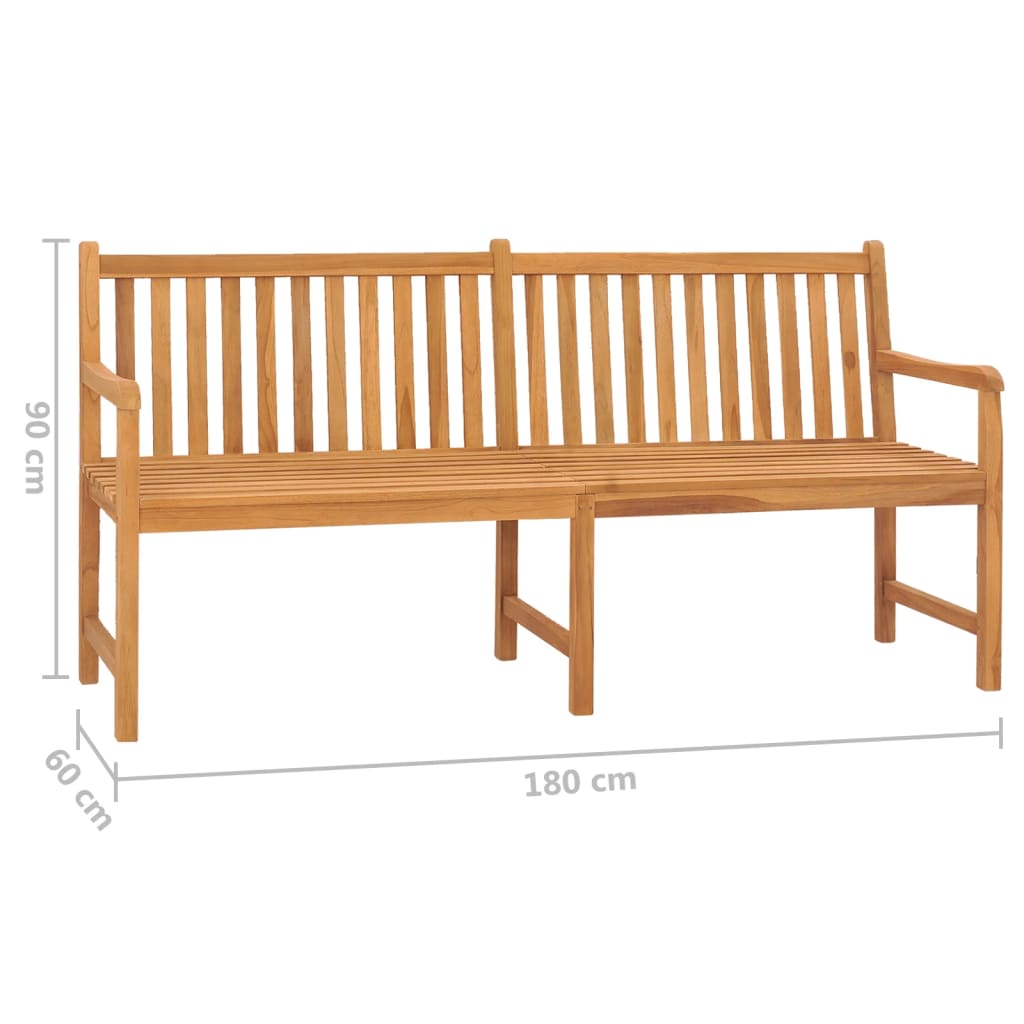 vidaXL Garden Bench | Warm Brown | Solid Teak Wood | 180 cm long bench | Durable