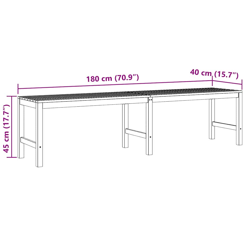 vidaXL Garden Bench | Warm Teak | Solid Teak Wood | 180 cm length |  Durable