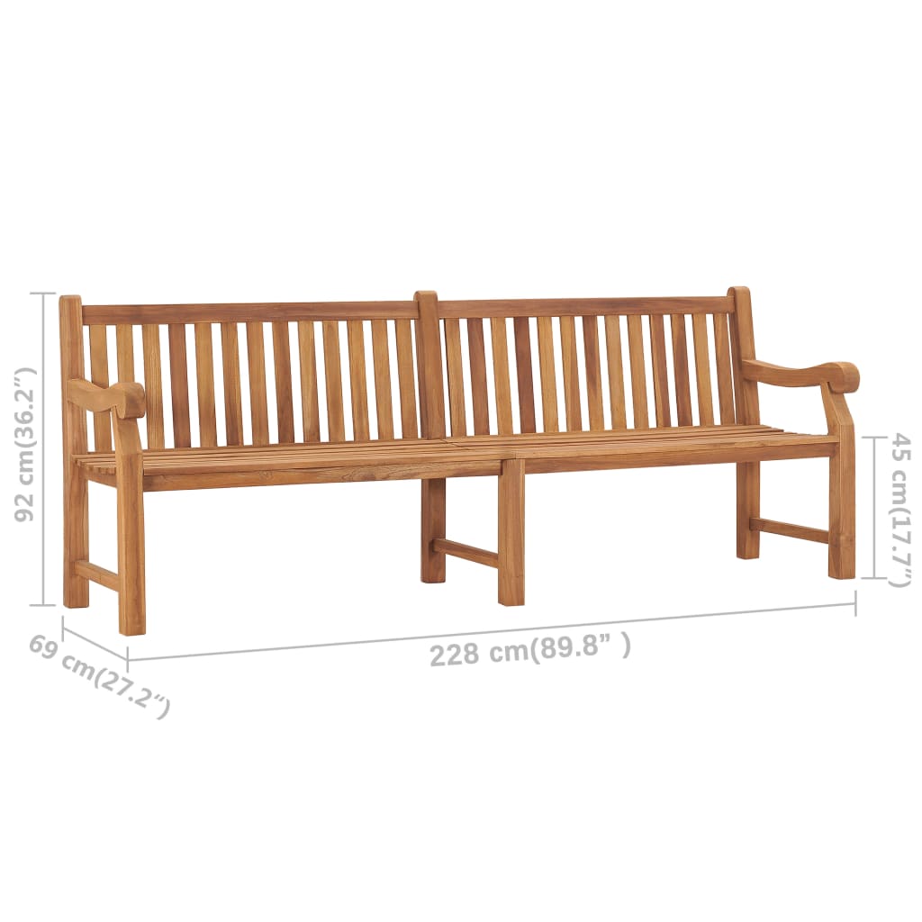 vidaXL Garden Bench 228 cm Solid Teak Wood