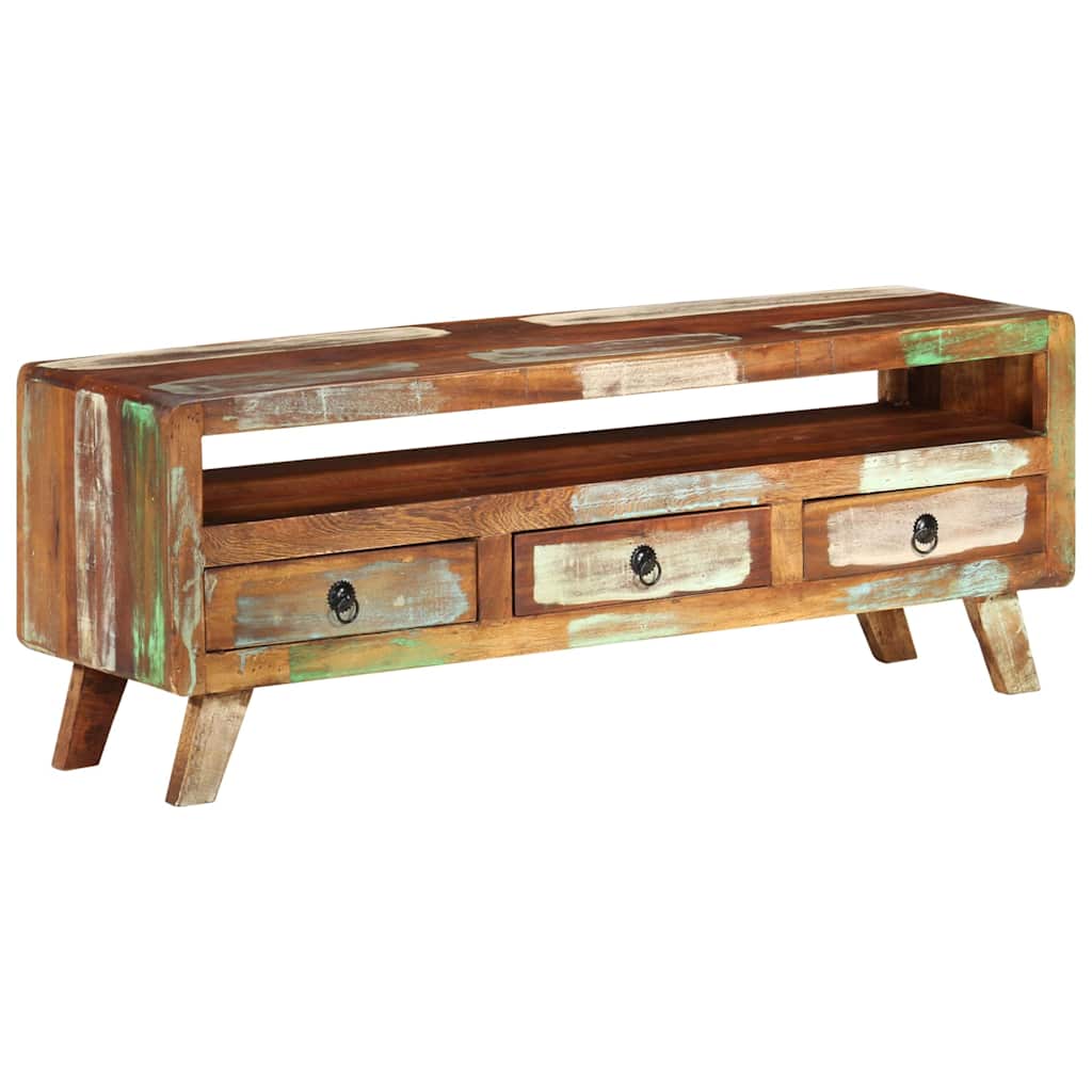 337063 vidaXL TV Cabinet Multicolour 110x30x40 cm Solid Reclaimed Wood