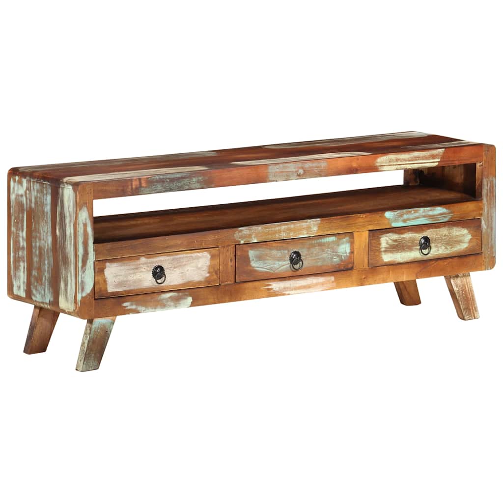337063 vidaXL TV Cabinet Multicolour 110x30x40 cm Solid Reclaimed Wood