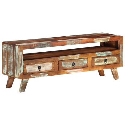 337063 vidaXL TV Cabinet Multicolour 110x30x40 cm Solid Reclaimed Wood