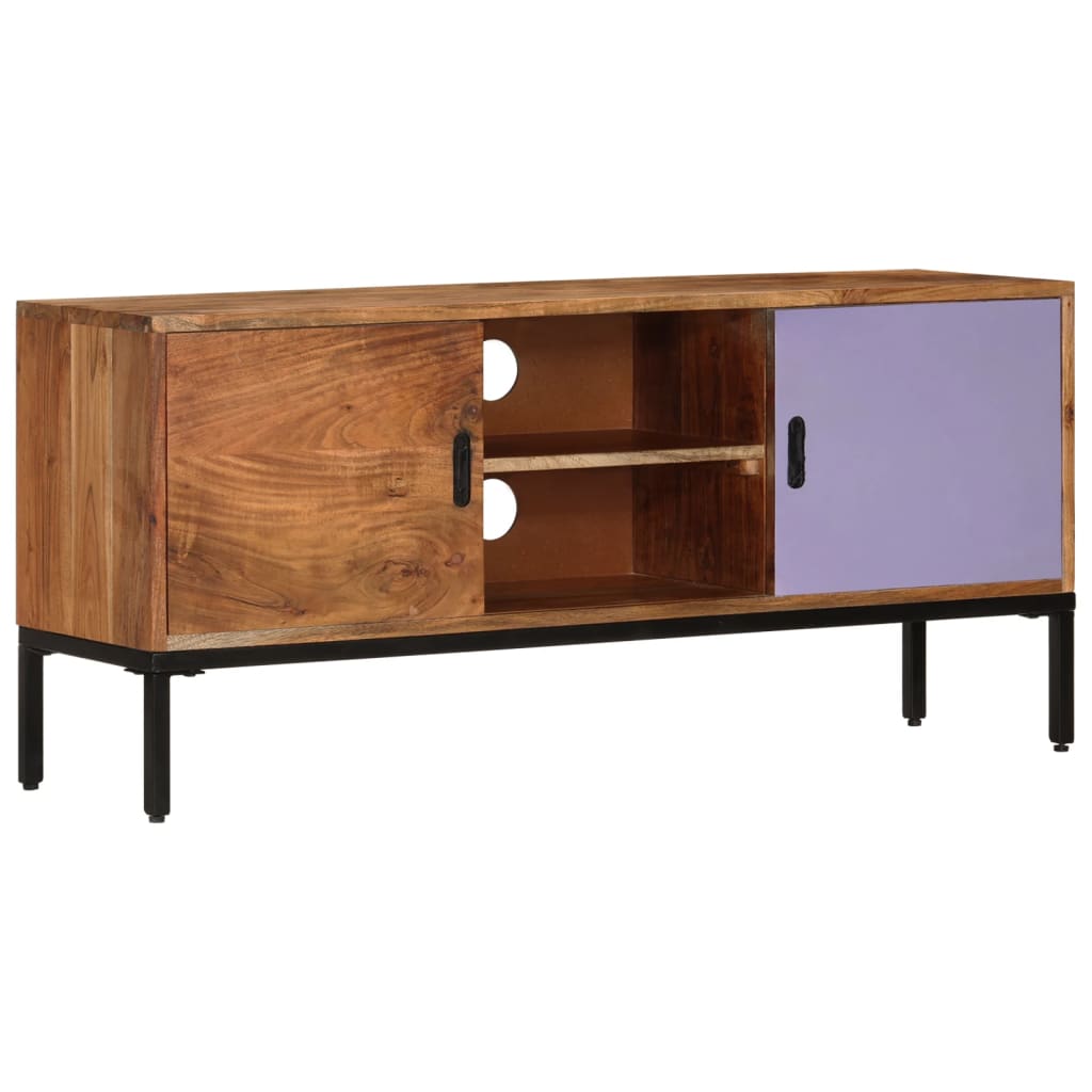 vidaXL TV Cabinet Honey Brown and Grey 110x30x50 cm Solid Wood Acacia