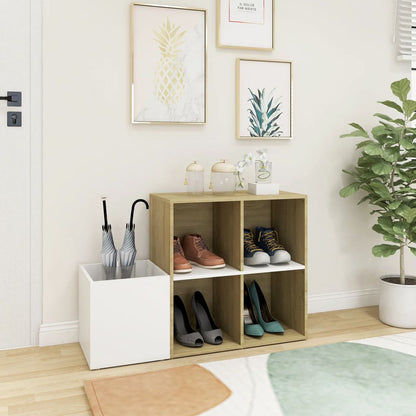 vidaXL Hall Shoe Cabinet White and Sonoma Oak 105x35.5x70 cm Engineered Wood