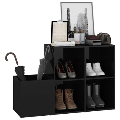 vidaXL Hall Shoe Cabinet High Gloss Black 105x35.5x70 cm Engineered Wood
