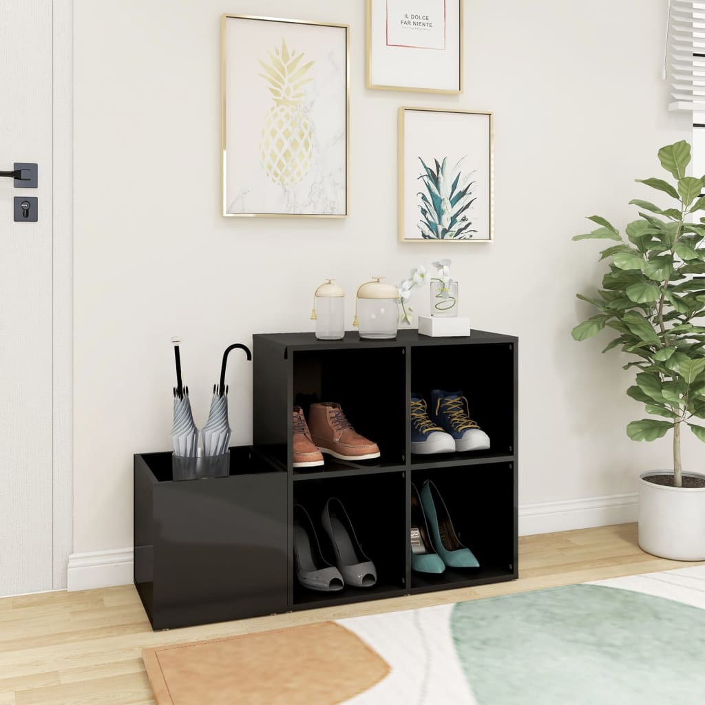 vidaXL Hall Shoe Cabinet High Gloss Grey 105x35.5x70 cm Engineered Wood
