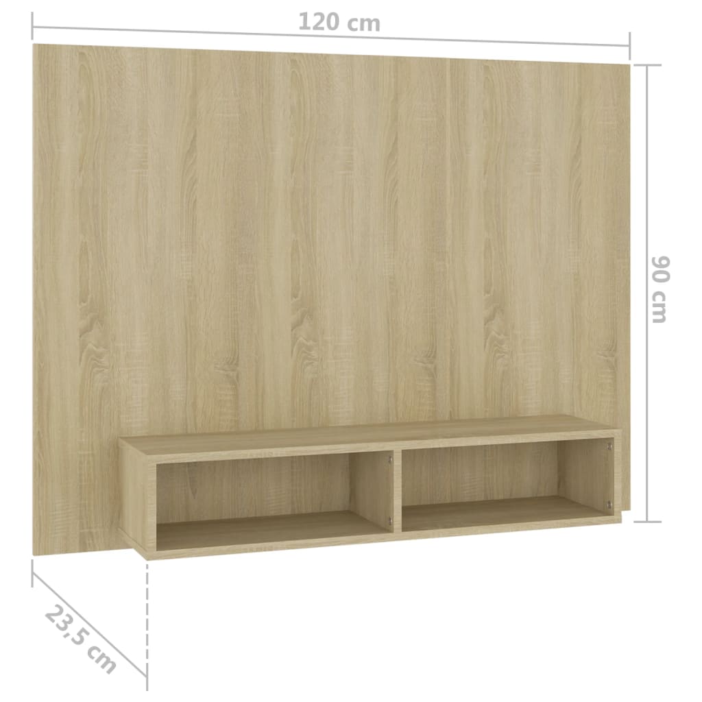 vidaXL Wall TV Cabinet Sonoma Oak 120x23.5x90 cm Engineered Wood