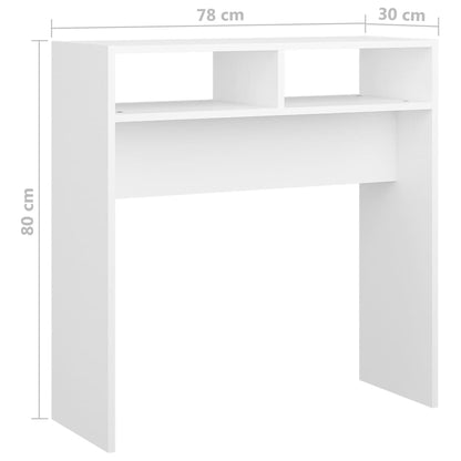 808296 vidaXL Console Table White 78x30x80 cm Engineered Wood