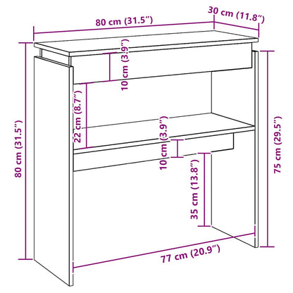 808314 vidaXL Console Table White 80x30x80 cm Engineered Wood
