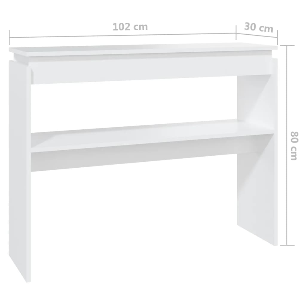 808323 vidaXL Console Table White 102x30x80 cm Engineered Wood