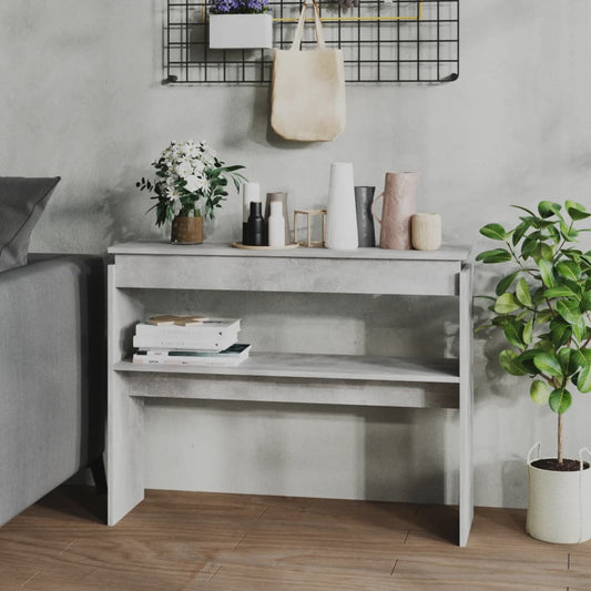 808327 vidaXL Console Table Concrete Grey 102x30x80 cm Engineered Wood