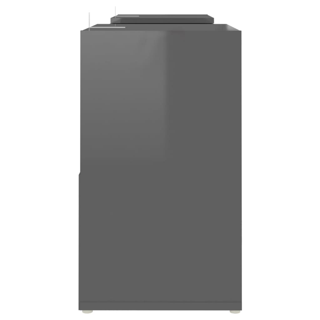 vidaXL TV Cabinet High Gloss Grey 104x30x52 cm Engineered Wood