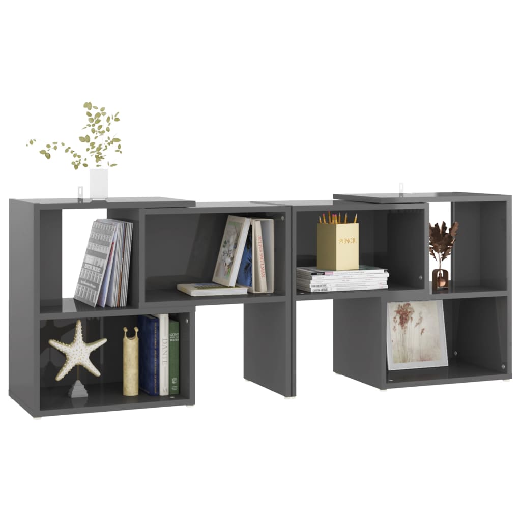 vidaXL TV Cabinet High Gloss Grey 104x30x52 cm Engineered Wood