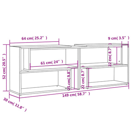 vidaXL TV Cabinet High Gloss Grey 149x30x52 cm Engineered Wood