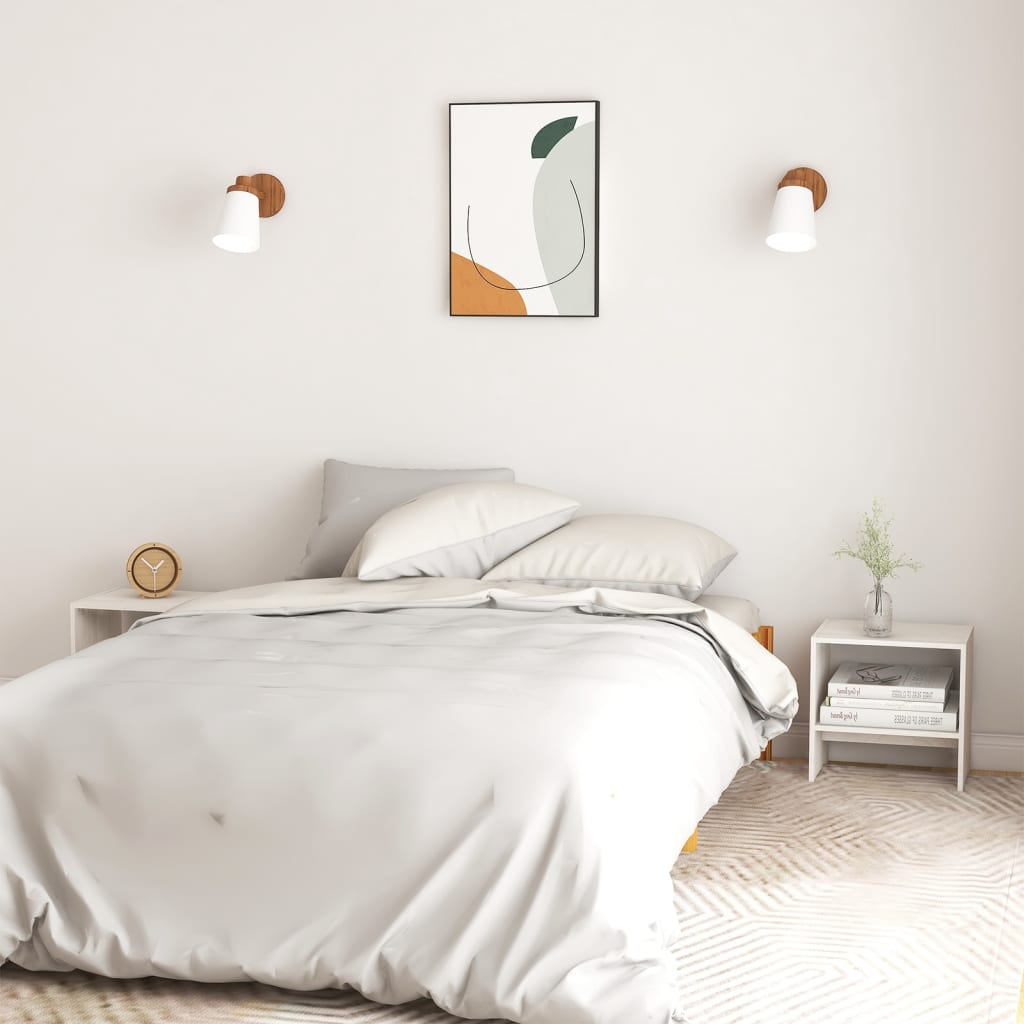 vidaXL Bedside Cabinet White 40x30.5x40 cm Solid Pinewood
