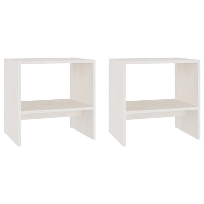 808056 vidaXL Bedside Cabinets 2 pcs White 40x30,5x40 cm Solid Wood Pine