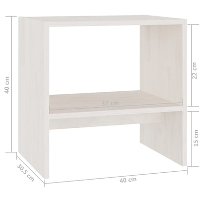 808056 vidaXL Bedside Cabinets 2 pcs White 40x30,5x40 cm Solid Wood Pine
